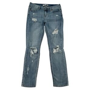 Eunina Sasha Distressed Teens Low Rise Skinny Cigarette Denim Jeans Sz  7/28